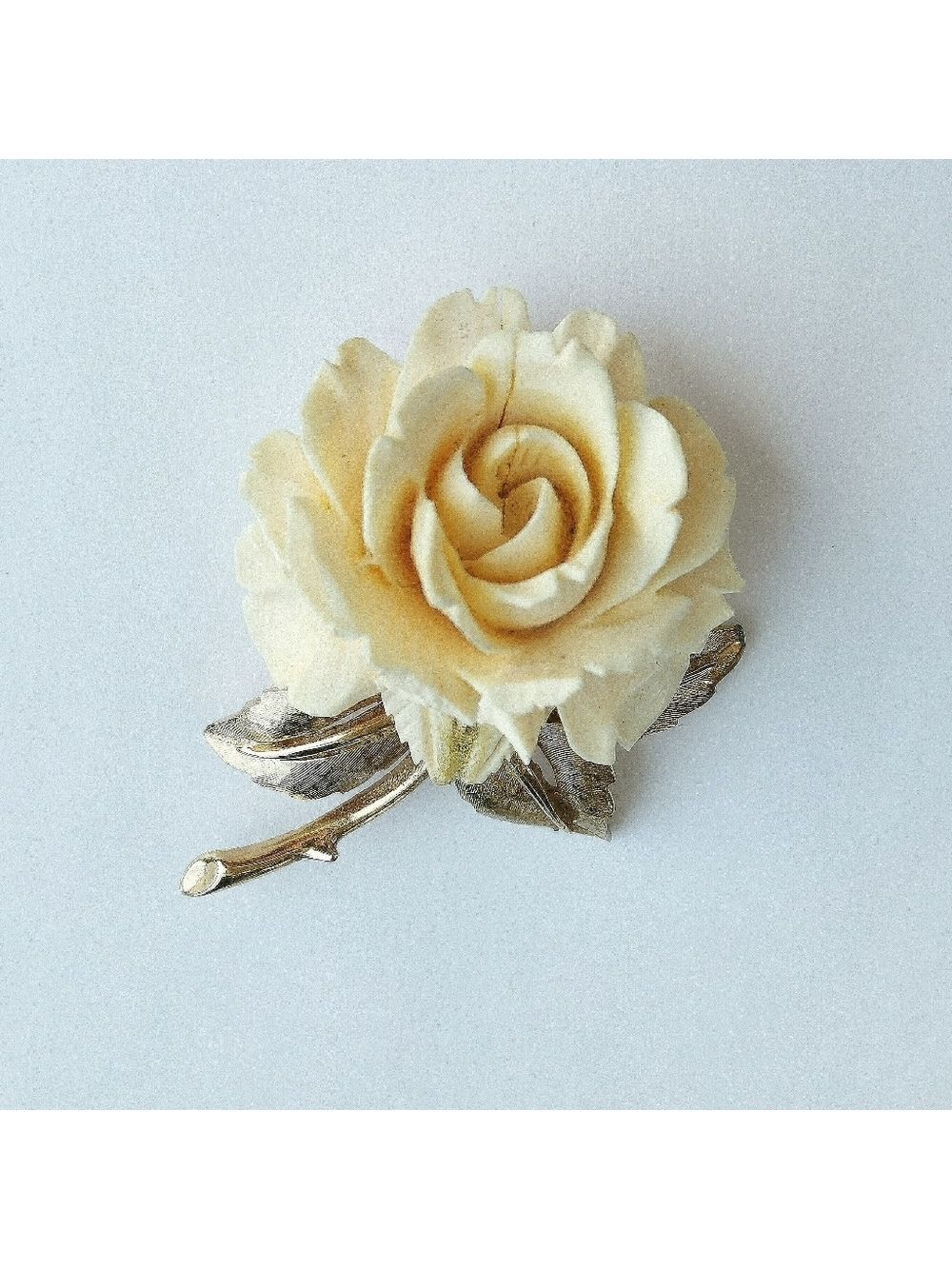 Vintage Boucher Carved Rose Mid Century Brooch